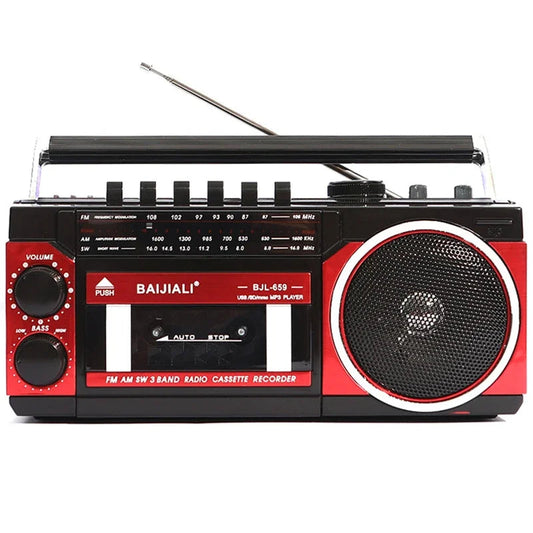 Portable Vintage Retro USB AM/FM/SW Multiband Radio Stereo Wireless Bluetooth Boombox Mp3 Audio Cassette Tape Player Recorder SS69