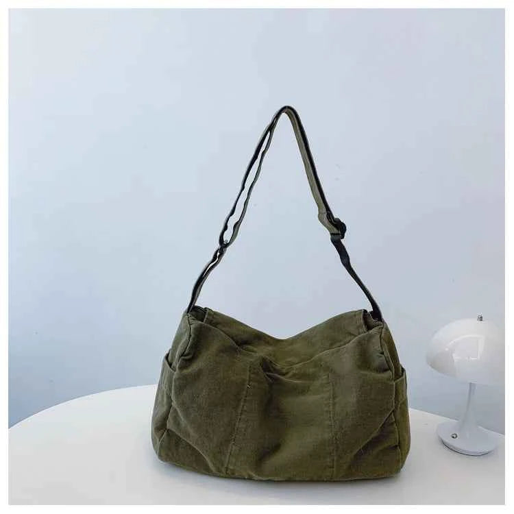 Japanese Printed Canvas Bag Large Capacity Hobo Bag Unisex Shoulder Bag Retro Women's Crossbody Shoulder Bag Commuting