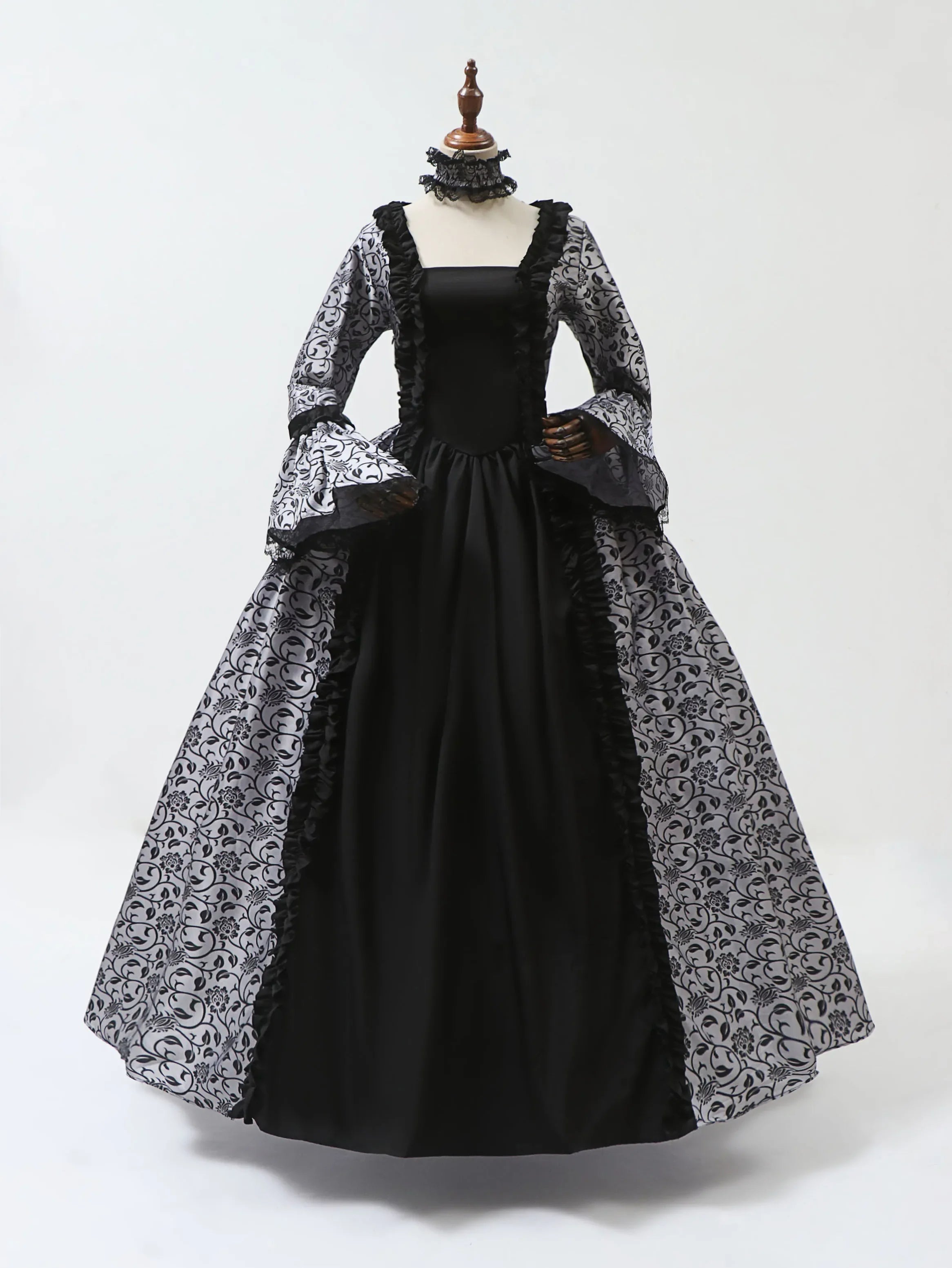 Cosplay Marie Antoinette Dress Medieval Flare Sleeve Victorian Party Formal Gown Renaissance Gothic Floral Robe