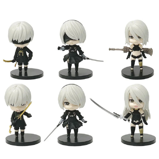 6pcs Q-version Anime Nier Mechanical Era Yurha 2B Miss Sister Sword Star Linkage 9S A2 Handmade Blind Box Doll Desktop Ornament SS69 24.69 6 styles