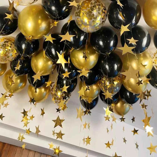 43Pcs Black Gold Silver White Metal Thick Balloons with Pendant Bar Party Birthday Decoration Scene Decoration Sequin Balloons
