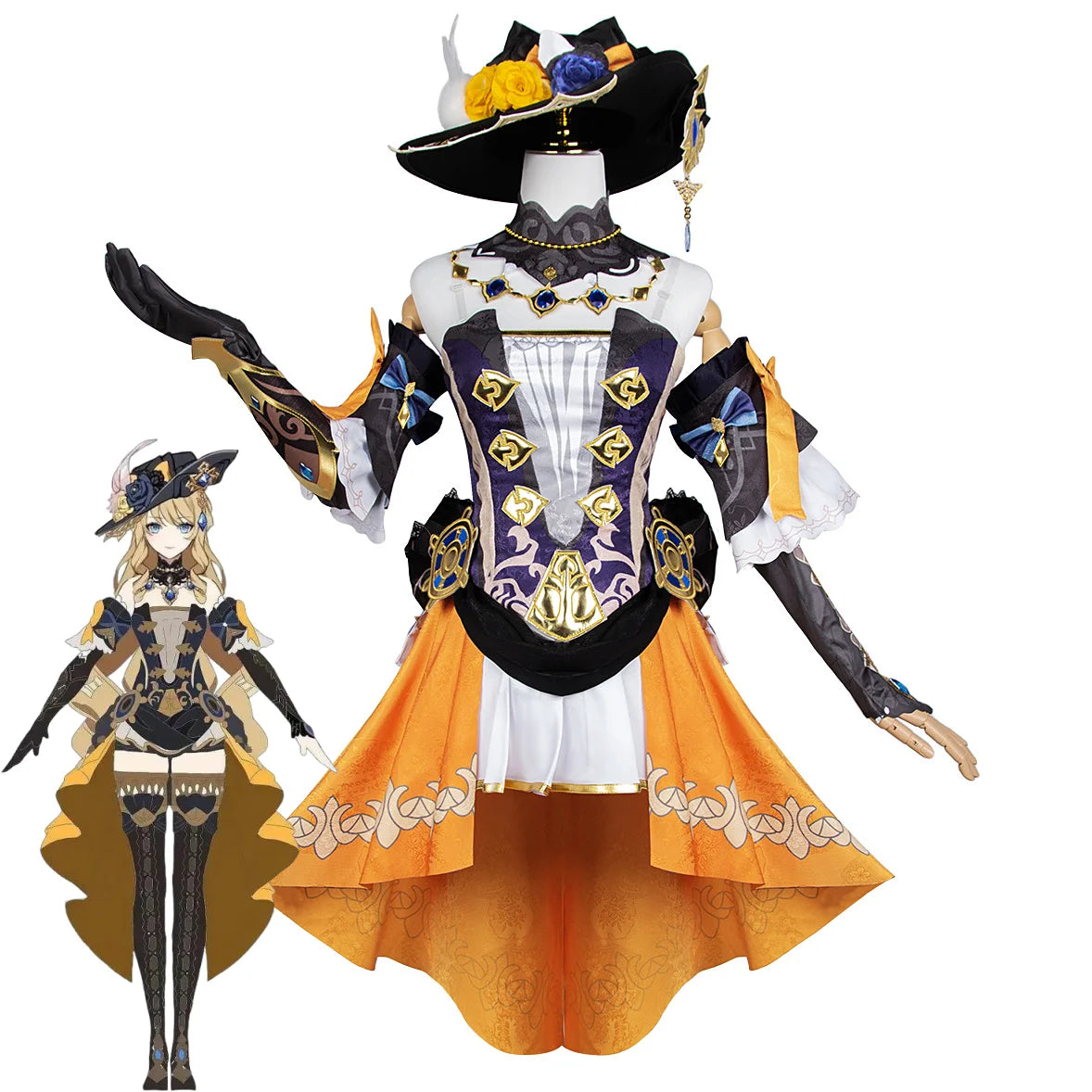 Navia Anime Cosplay Costume Dress with Wig for Women