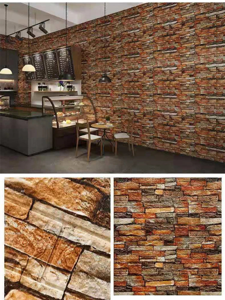 3D Foam Brick Wall Stickers, Waterproof Peel & Stick Panels 70x77cm