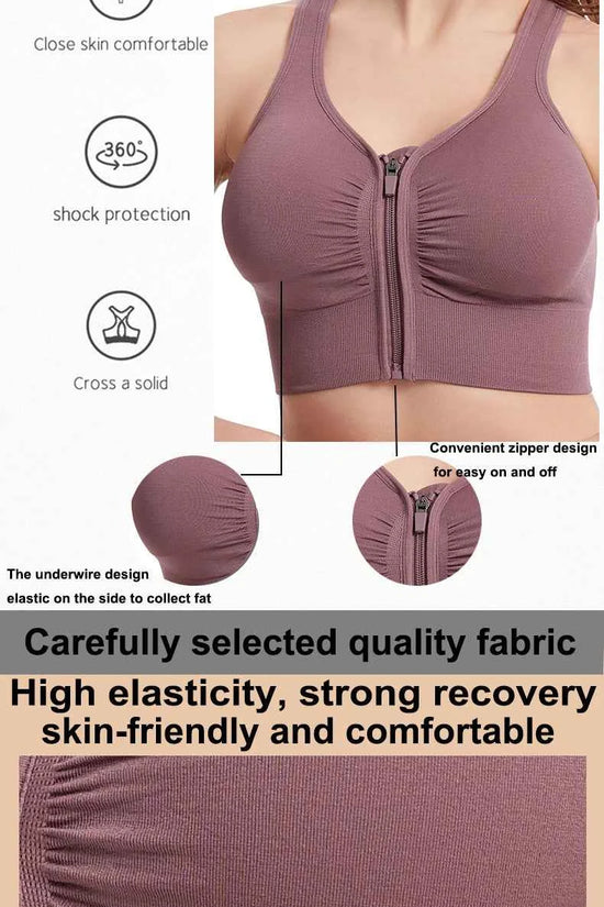 CZGUKE Women's zipper sports bra vest plus size shock resistant bra women's yoga running fitness bra women's underwear