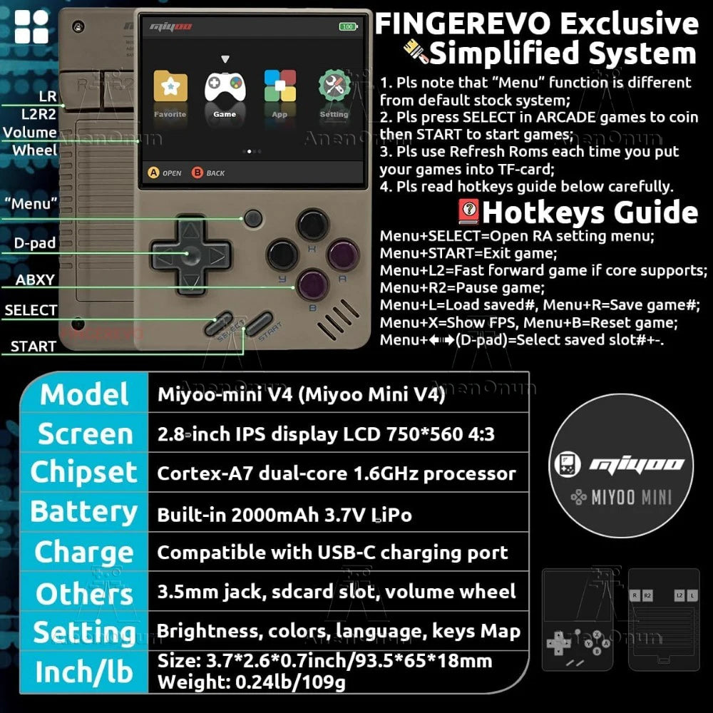 Miyoo Mini V4 2.8-inch Handheld Game Players 18000 Games 15 Emulator Portable Video Gaming Console Kids Retro Mini Game Machine SS69