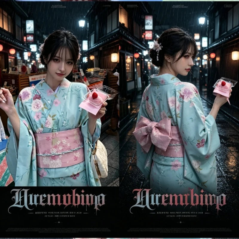 Kimono Yukata Retro Improved Japanese Dress,Elegant Literary Outfit Ideal For Studio Portrait Photography And Casual Themed Wear