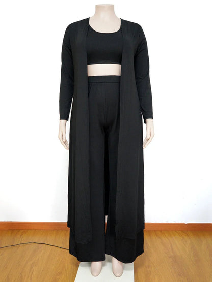 Plus Size 3 Piece Outfits Tracksuit Women Coat Vsest Pants Sets Long Sleeve Fall Fashion Steetwear 2022 Wholesale Dropshipping SS69