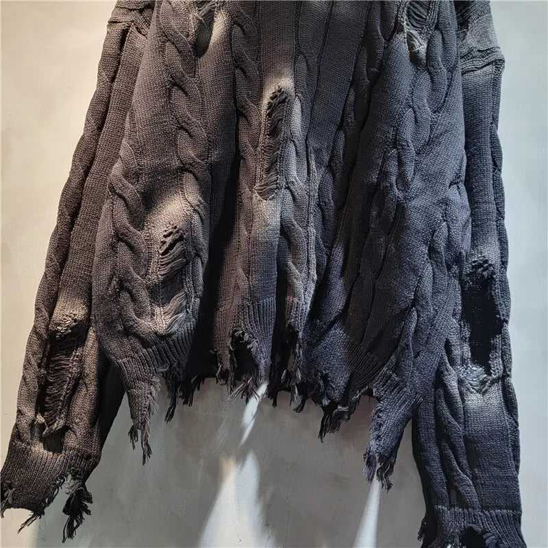 Women's Vintage Gradient Knit O-Neck Pullover Sweater