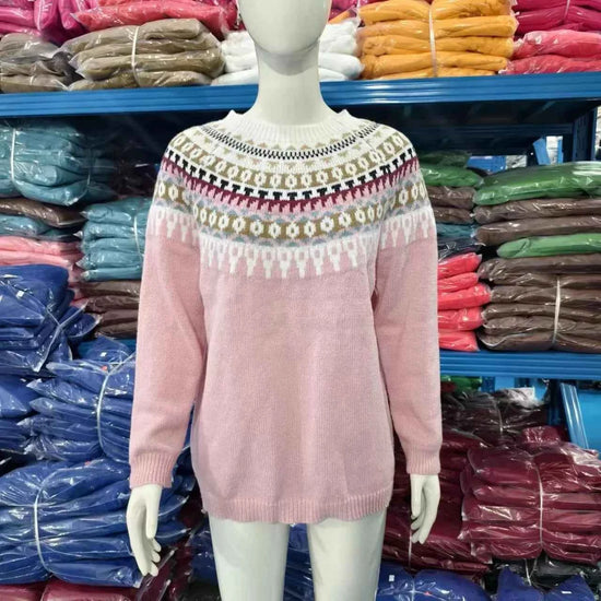 Spring Knitted Women's Sweater O-neck Long Sleeve Casual Loose Sweater Elegant Trendy Print Female Winter Fashion Ladies Clothes