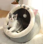 Cartoon Cat Cave Bed, Foldable Cotton Pet Sleeping Mat