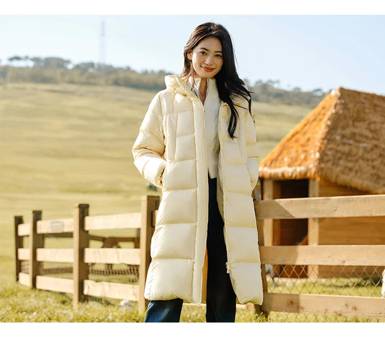 Semir Women's Long Hooded Down Jacket - 90% Duck Down