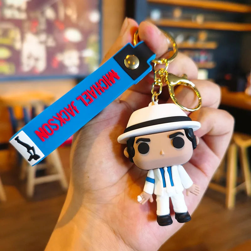 Michael Jackson Silicone Keychain with Gold-Tone Clasp