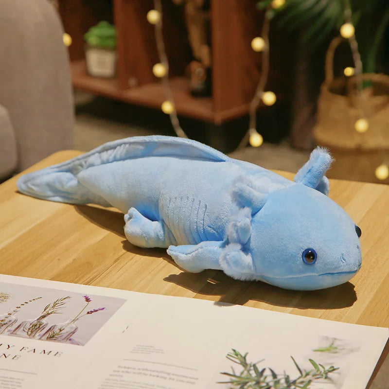 45-80cm Kawaii Colorful Newt Plush Toy Stuffed Cute Axolotl Salamander Fuzzy Plush Fish Appeasing Long Pillow Cushion Kids Gift SS69 9.69 Blue / 23cm
