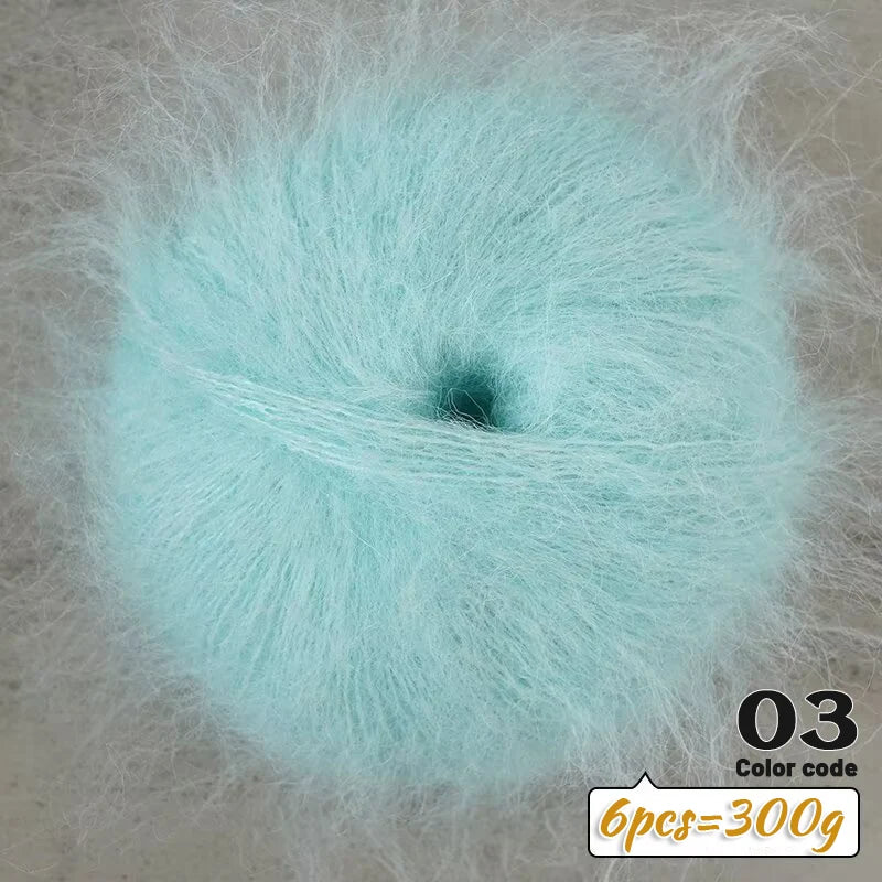 300g Colorful Long-Haired Alpaca Mohair Yarn Handmade DIY Material Knitting Autumn and Winter Fashion Women's Sweater Sweater Jacket Shawl Yarn Ball 1 Piece = 6 Pieces = 300g