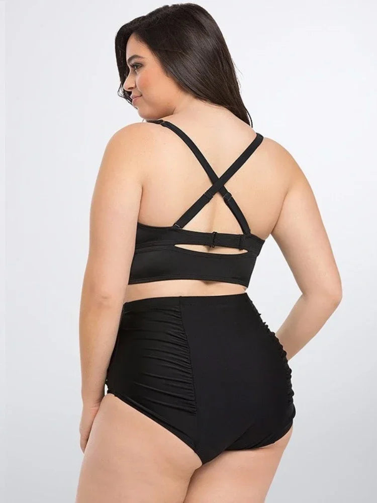 New Sexy Plus Size Swimwear Push Up Bikini High Waist Swimsuit Women Female Oversize Beach Wear Bathing Suit 2024  Mujer 5XL SS69