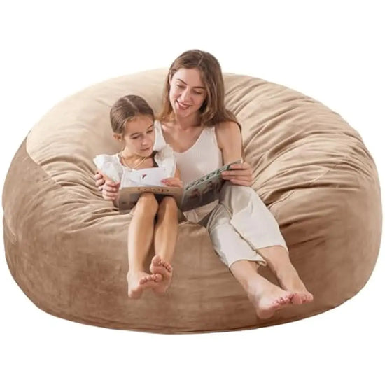 5 Large Memory Foam Filled Bean Bag Chairs for W/Filling,Ultra Soft Dutch Velvet Cover,Round Fluffy Lazy Sofa for Living Room