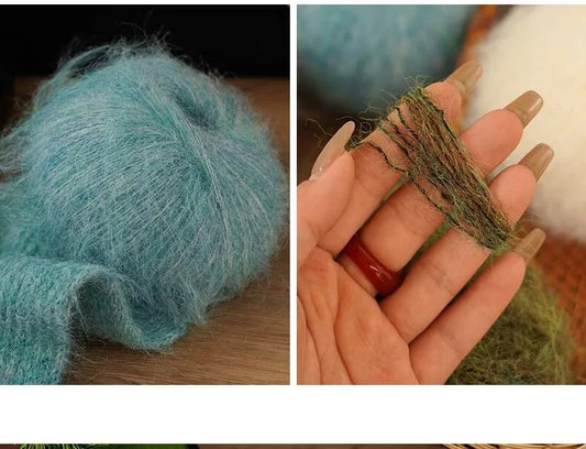 300g Colorful Long-Haired Alpaca Mohair Yarn Handmade DIY Material Knitting Autumn and Winter Fashion Women's Sweater Sweater Jacket Shawl Yarn Ball 1 Piece = 6 Pieces = 300g
