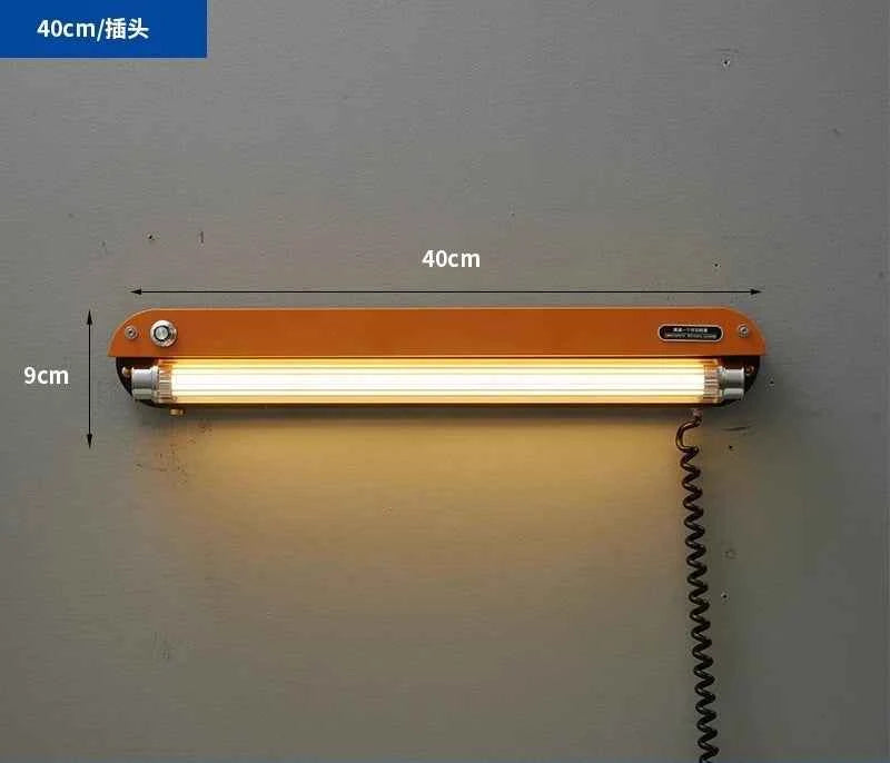Bauhaus Retro Wall Lamp Vintage Industrial Orange Sconce No Wiring Needed LED Wall Light For Bedroom Study Room Sideboard Cafe