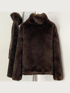 Mueyeruho Women's Faux Mink Fur Sweatshirt - Warm Brown Pullover