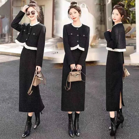 Fleece Lined Women's Two Piece Set Hot Sale Of The Season New Style Minimalist Chic Perfume Wind Suit Skirt Comfortable Casua...