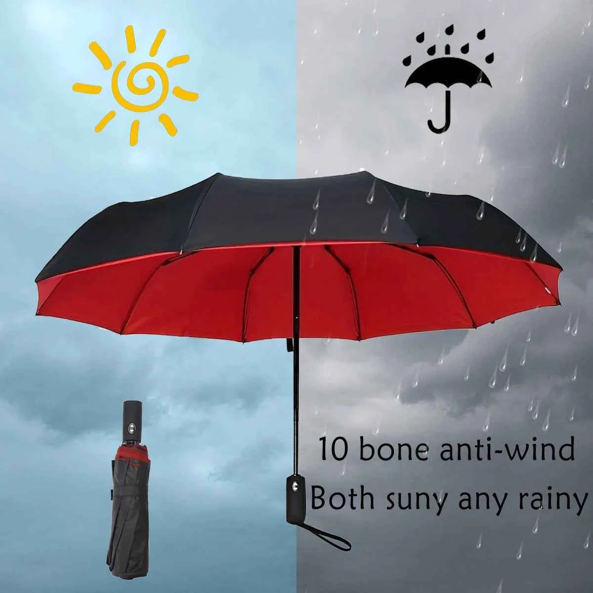 Umbrella Extra Large Ten Bone Large Double Umbrella Triple Large Folding Sunshade Umbrella Men's and Women's Business Umbrella T