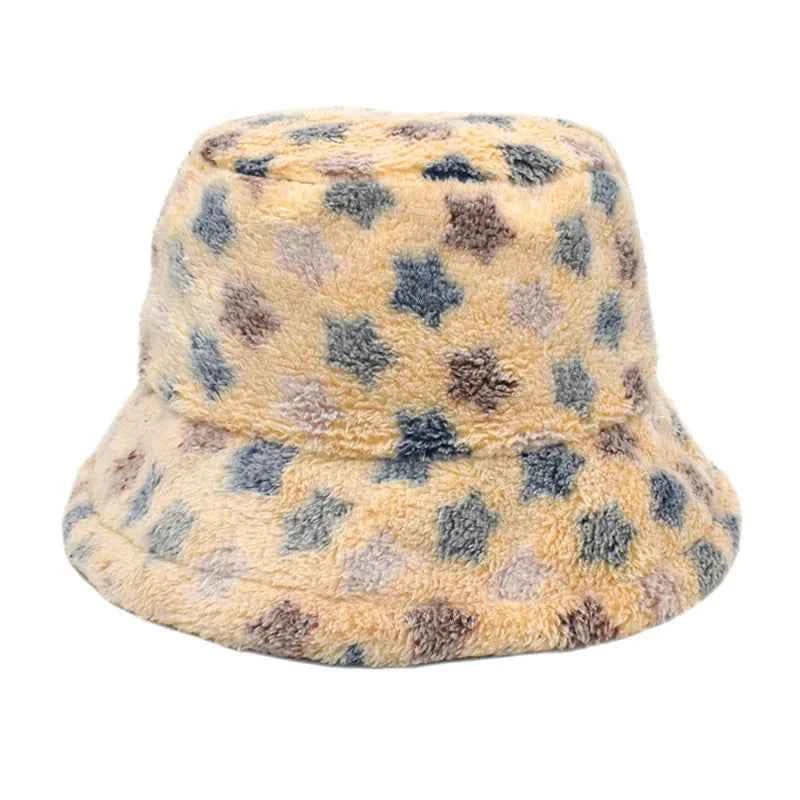 Winter Bucket Hat Women's Fashion Leopard Panama Warm Hats Female Vintage Faux Fur Fisherman Cap Hats For Women Dropshipping