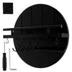 Round Wooden Wall Key Holder with Floating Shelf & 6 Hooks