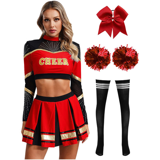 SS69 Women Cheerleading Performance Costume Set with Crop Top and Skirt