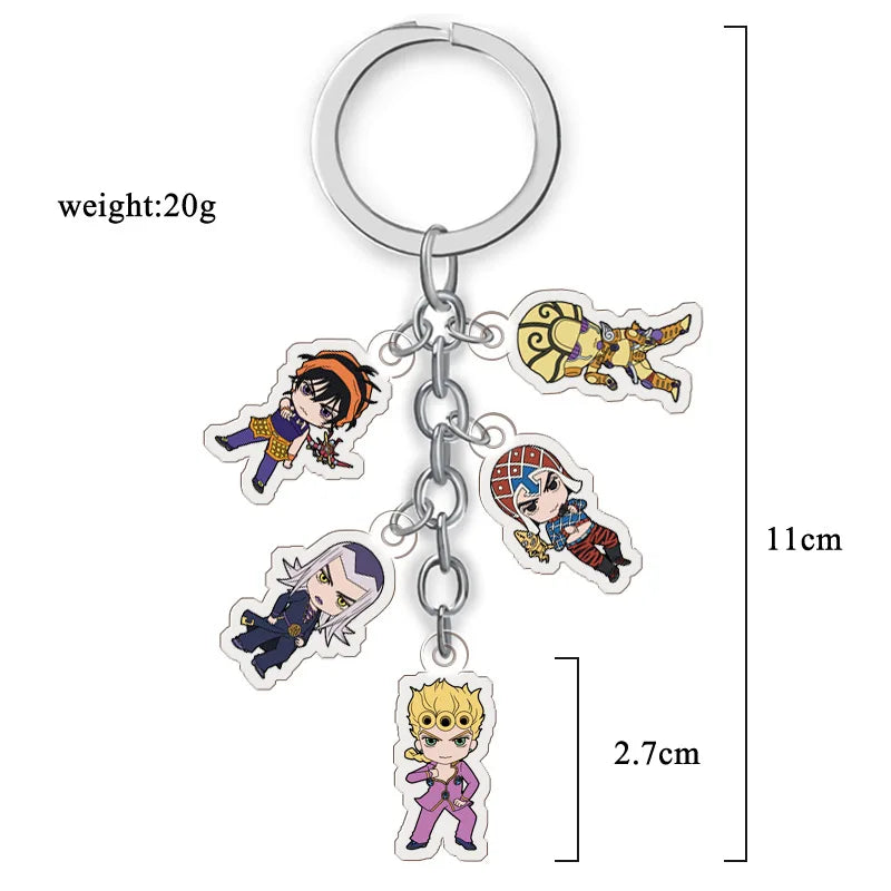 Anime Jojos Bizarre Adventure Keychains Cartoon Figure Acrylic Key Ring Kujo Jotaro Ghirga Narancia Bruno Key Chain Fans Gifts