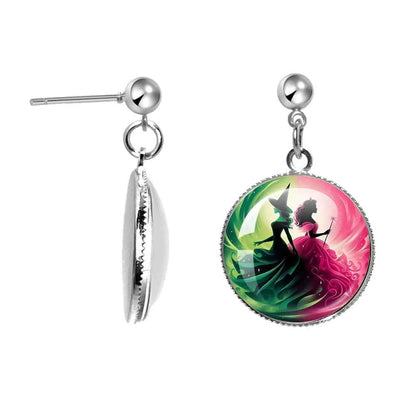 The Movie Wicked Elphaba&Linda Cosplay 20MM Glass Cabochon Earrings Jewelry Accessories Earring Jewelry Gift for Couple