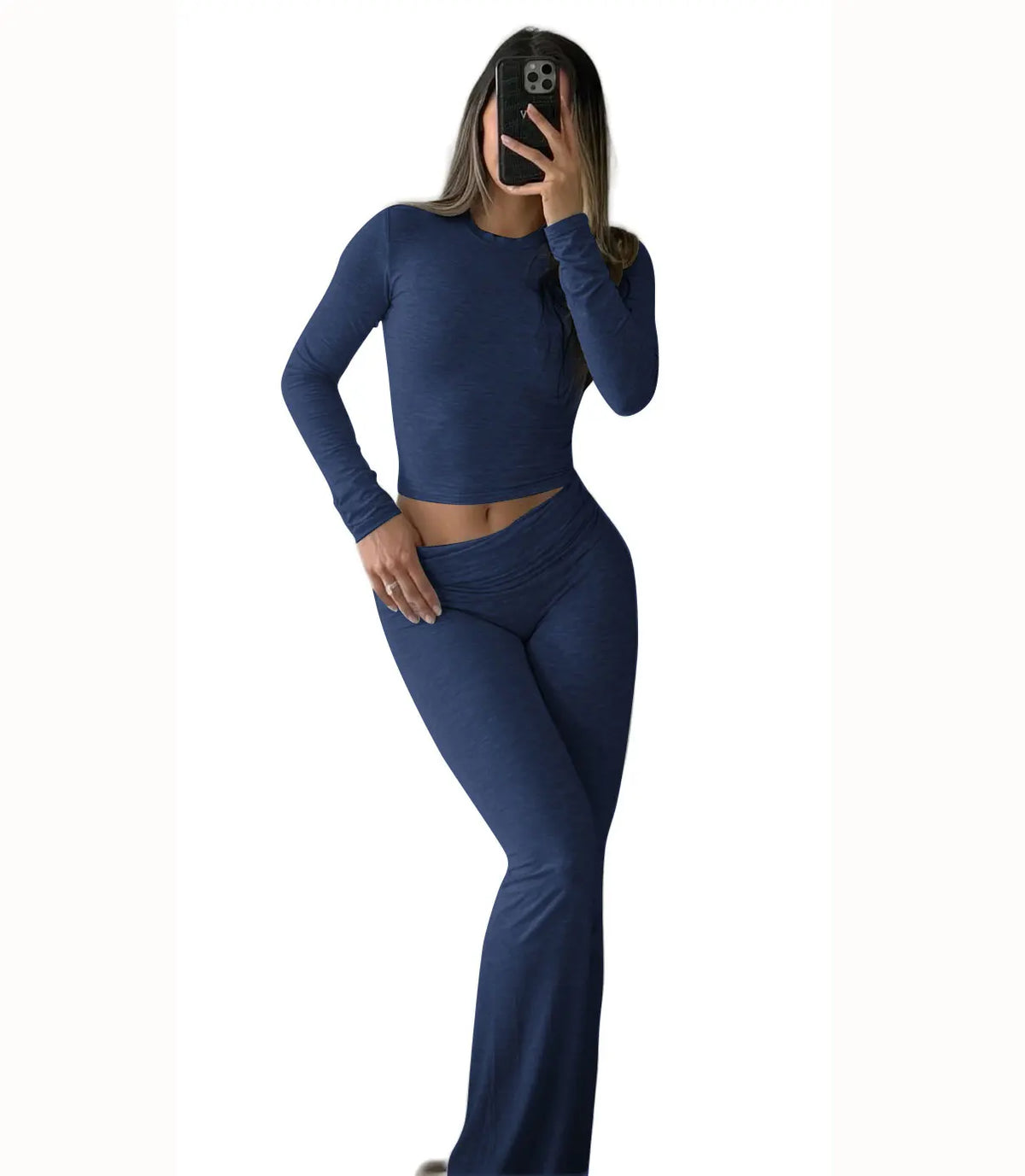 Women's Yoga Two-Piece Set Long-Sleeve Wide-Leg Activewear Set Casual Home Yoga Set Coordinated Set