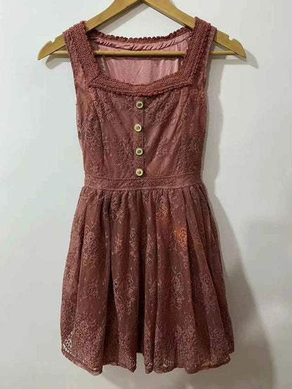 SALES Sweet Japan Liz Lisa Square Collar Princess Cotton Whole Lace Suspenders Dress