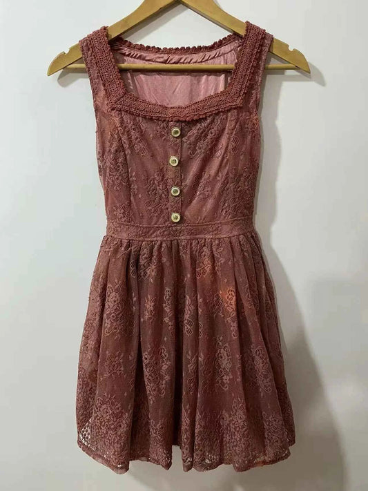 SALES Sweet Japan Liz Lisa Square Collar Princess Cotton Whole Lace Suspenders Dress