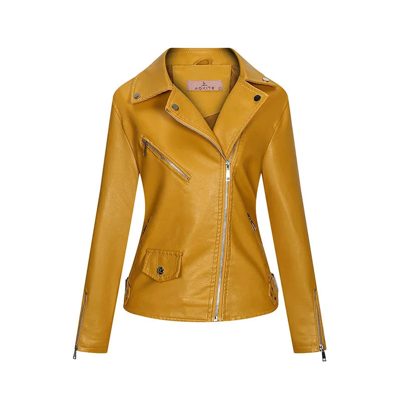 2025 Steampunk Rock Rivet Women's Leather Jacket Slim Short Streetwear Gothic Embroidery PU Leather Locomotive Coat Femme SS69