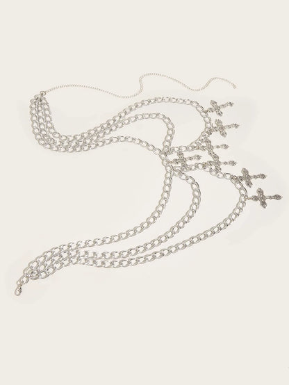 SS69 Women's Cross Waist Chain, Adjustable Metal Body Jewelry for Punk Style