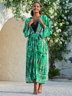 Tie Dye Kimono Swimsuit Cover-Up for Women - Flowy Rayon Beach Dress