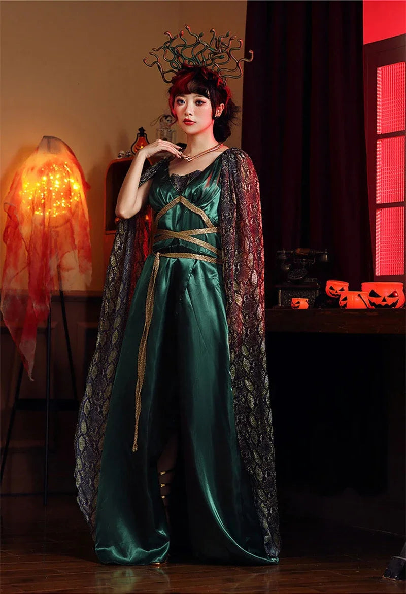 Medusa Snake Cosplay Costume for Women - Greek Myth Knit Dress Set