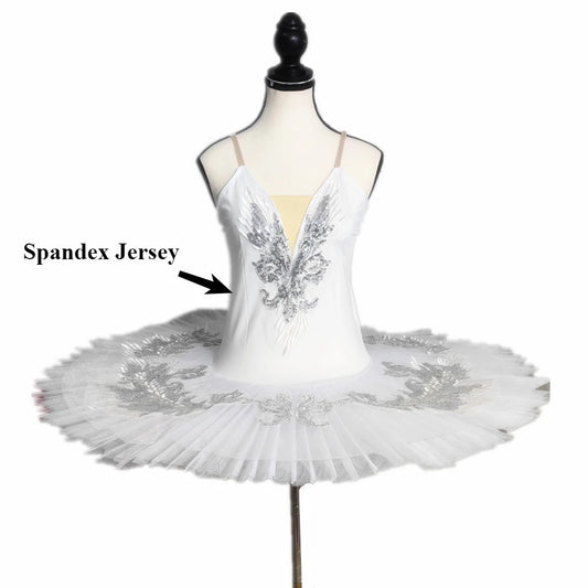 Yackalasi Professional White Swan Lake Pancake Ballet Tutu with Sequins