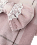 Japanese Liz New Lazy Wind Girls Sweet Plaid Lace Bow Scarf Soft Warm Women's Winter Lolita Scarf