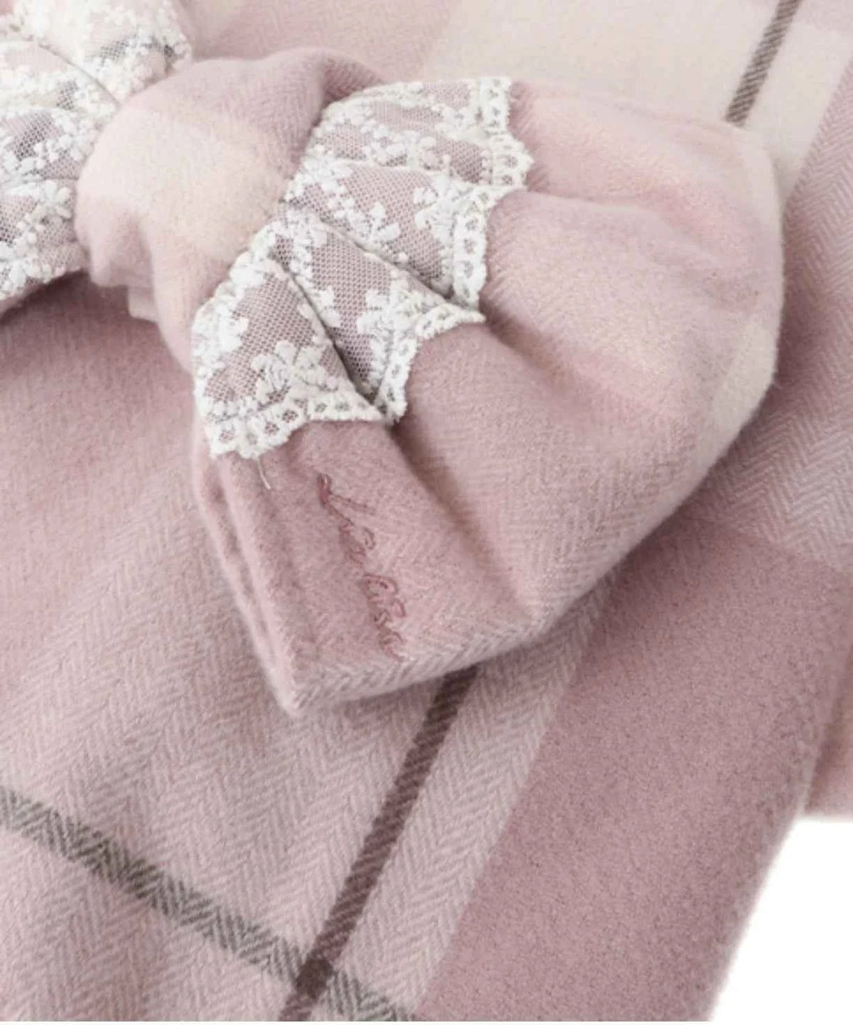 Japanese Liz New Lazy Wind Girls Sweet Plaid Lace Bow Scarf Soft Warm Women's Winter Lolita Scarf