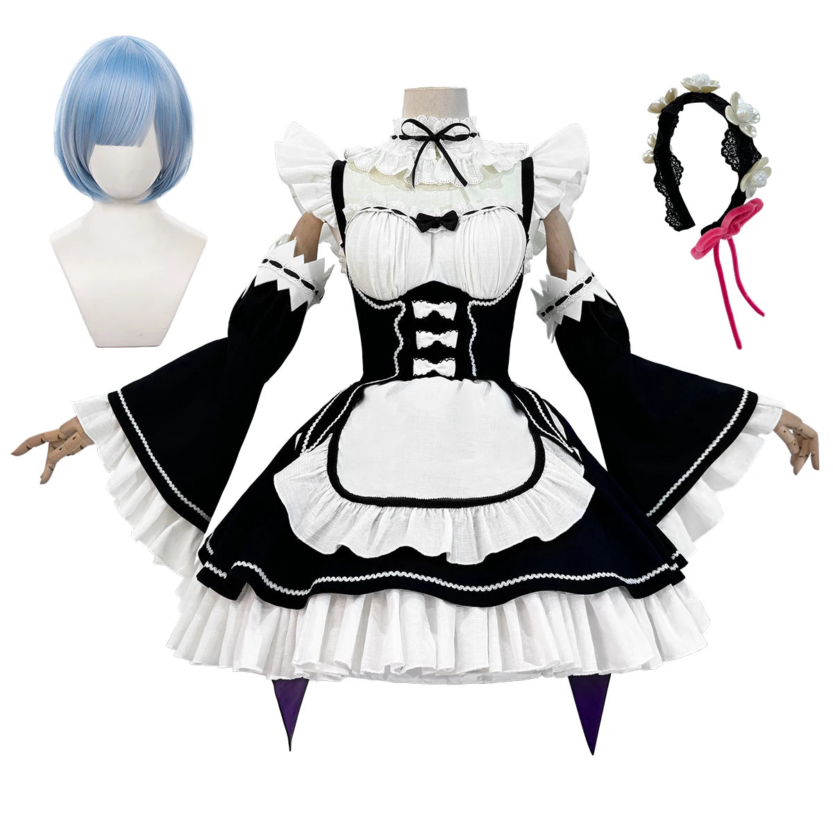 HOLOUN Rem Anime Maid Dress Cosplay Costume for Women