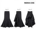 REDDACHiC Black Striped Suit Skirt Grunge Retro 3-Way Fishtail High-Low Maxi Long Train Skirt Gothic Woman Alternative Clothes
