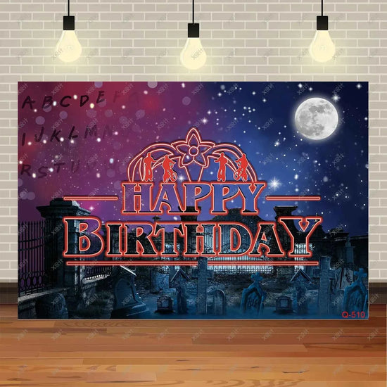 American TV Stranger Theme Background Lights Alphabet Episode Series Vinyl Banner Party Decoration Supplies Photo Prop Baby Gift