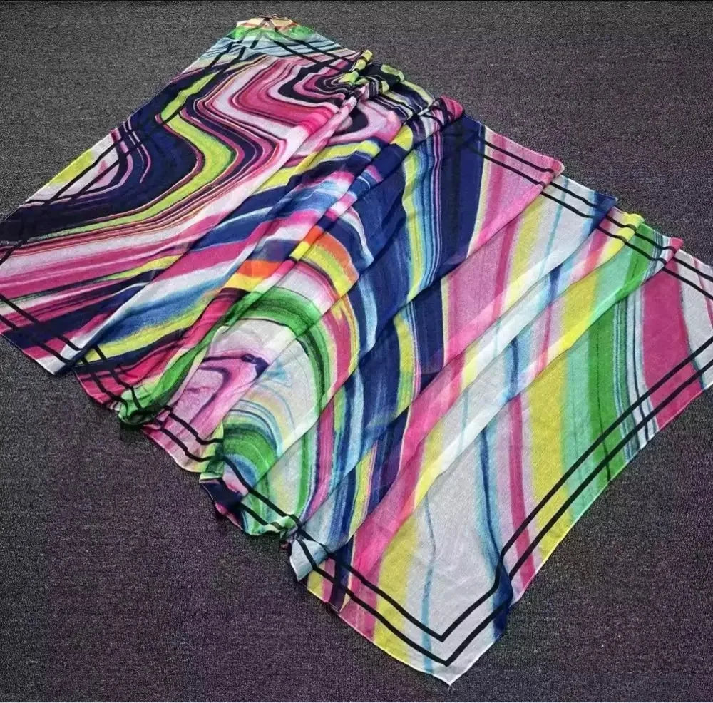 Foreign Trade Original Order Spanish Fashion New Product Knitted Embroidery Printed Outdoor Beach Sunshade Women's Scarf SS69 17.69 28