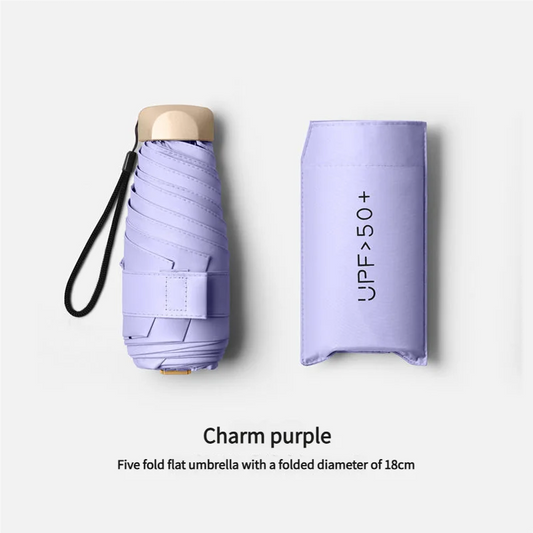 SS69 Mini Pocket Umbrella, 5-Folding UV Protection Sun Parasol