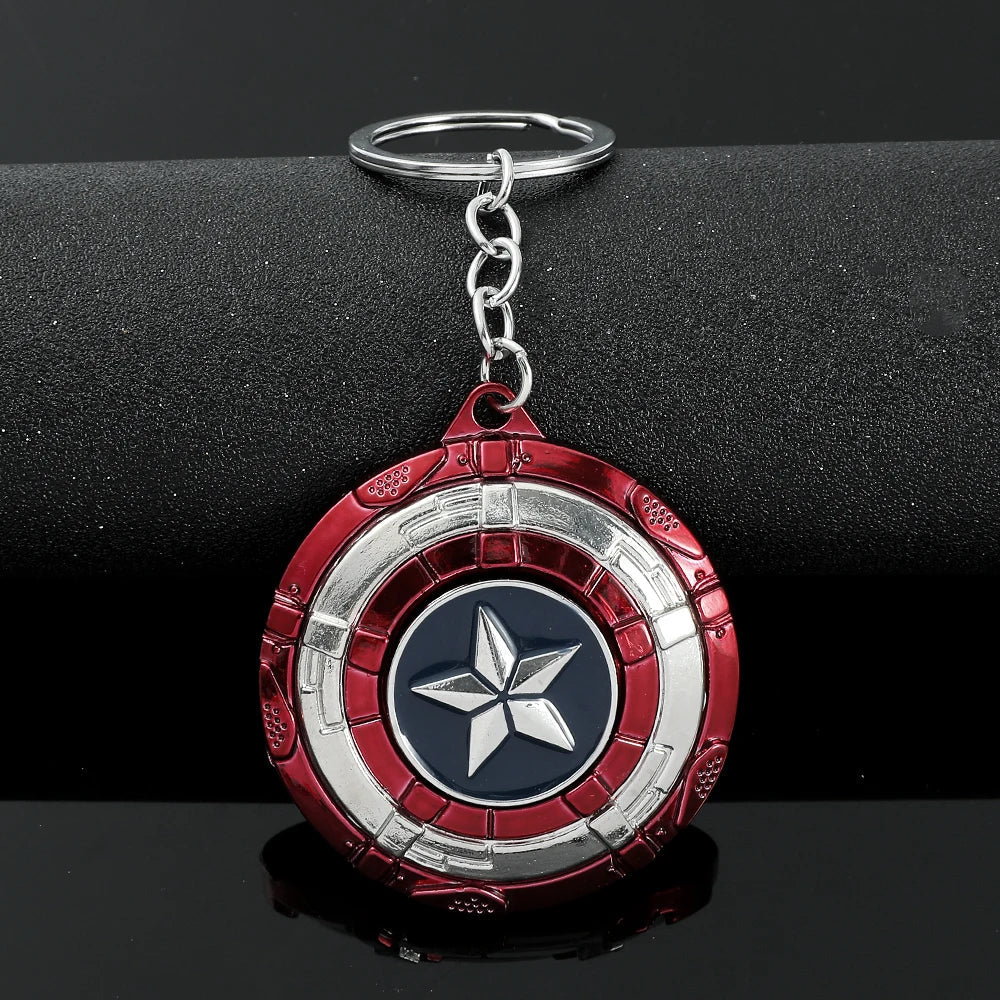Marvel Captain America Shield Keychain Fun Rotate Relieve Anxiety Toy Keyring Avengers Car Bag Key Holder SS69