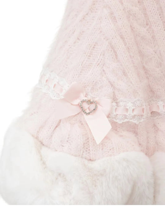 Godivana Lolita Faux Rabbit Fur Cape Coat with Rhinestone Bow and Hood