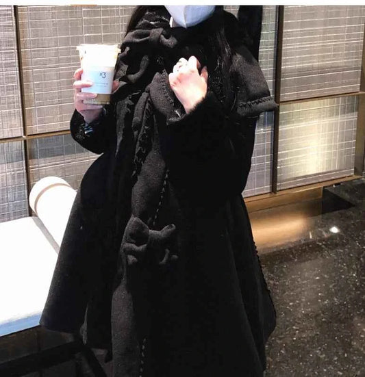 Original Japanese Sweet Imitation Woolen Coat Removable Fur Collar 2025 Winter Jacket Love Single-breasted Wool Overcoat Femlae
