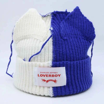 Long fox Ears Knitted Hat Men Women Rabbit Ear Warm Crochet Beanies Kpop Hip Hop Hat Winter Skullies Cap Y2k Christmas Gifty