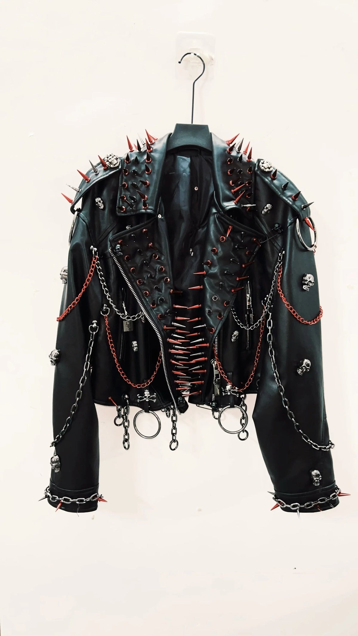 vintage Leather jacket Gothic Leather jacket Punk Leather jacketoversizeLeather jacket Rivet Leather jacket skull Leather jacket SS69